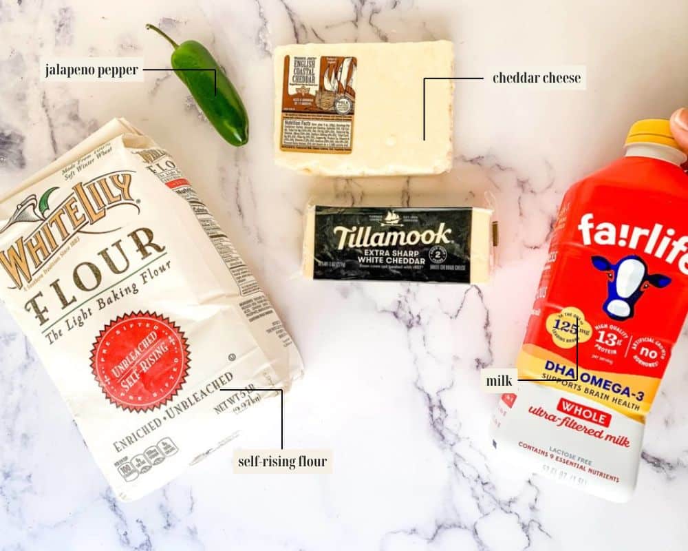 Labeled ingredient image for biscuit recipe.