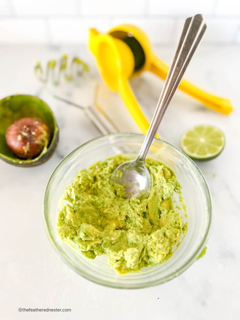 Small dish with avocado spread.