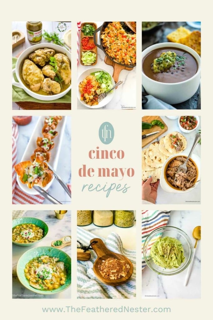 a collage of cinco de mayo party food images of recipes linked in this post
