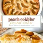 titled graphic of peach cake.