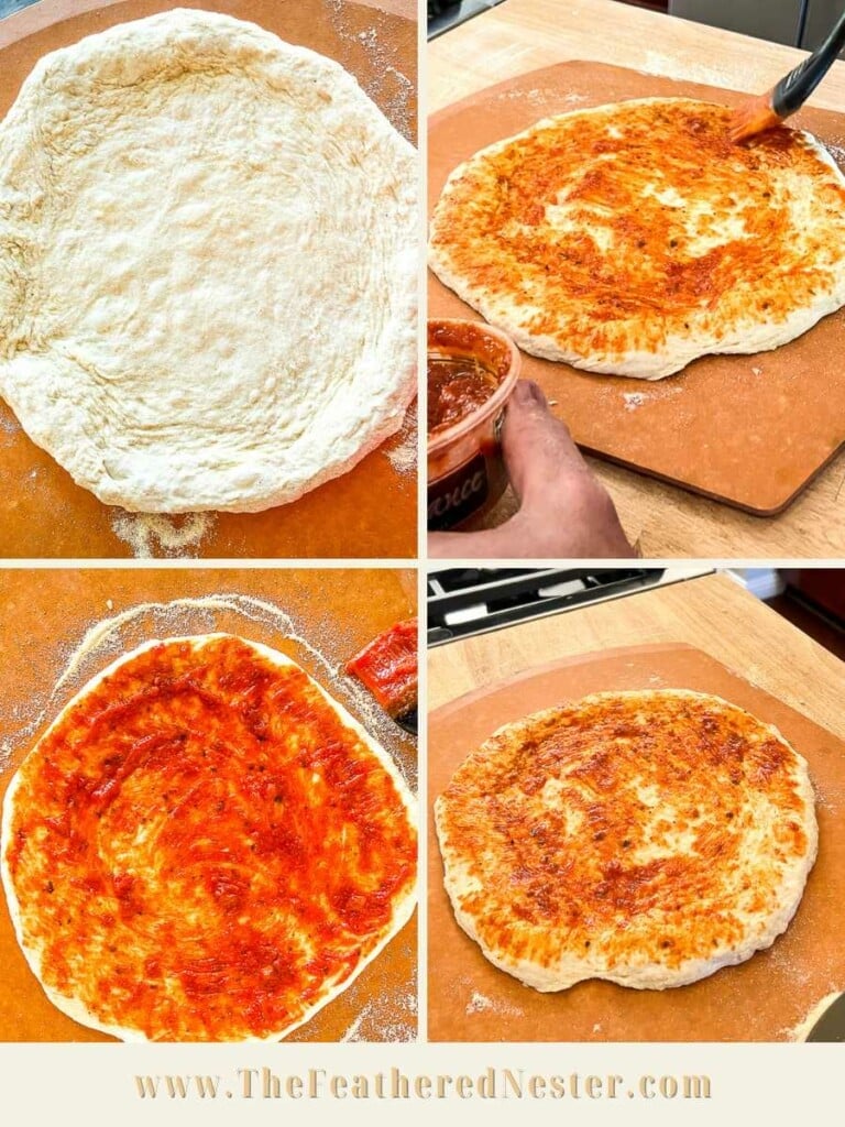 4 images showing how to make a Neapolitan pizza dough recipe.