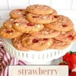 Titled graphic of strawberry cheesecake cookies.