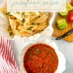 Titled graphic for jalapeno salsa recipe.