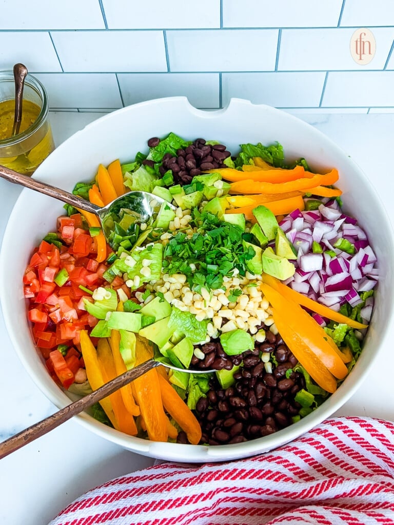 Large bowl of Tex Mex cowboy salad.