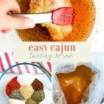 Graphic with three images for cajun turkey brine.