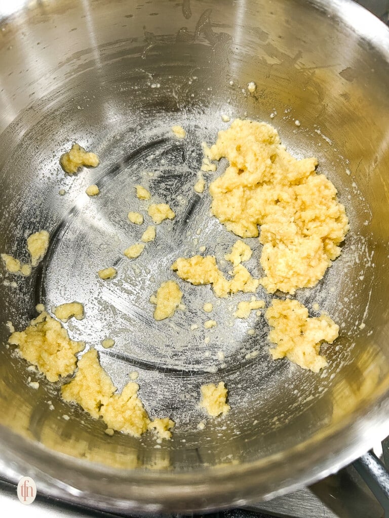 Flour and butter melted in a saucepan.