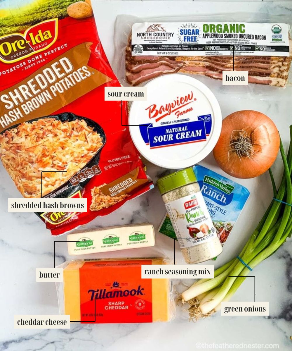 Labeled ingredient image for Loaded Hashbrown Casserole recipe.