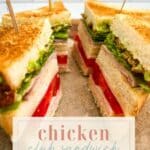 Titled graphic for chicken club sandwich recipe.