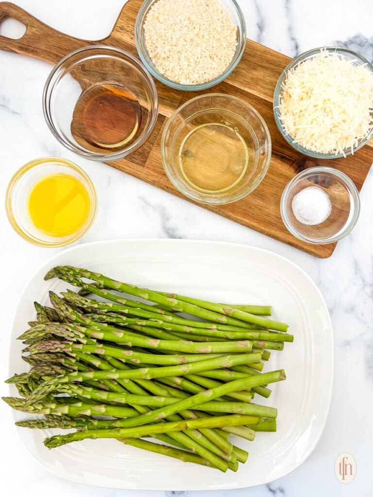 Prepared ingredients for asparagus casserole.