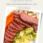 Titled graphic for Dutch oven corned beef recipe.