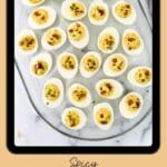 Titled graphic for spicy deviled egg recipe.