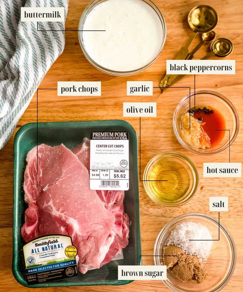 Labeled ingredients image for buttermilk pork chops.