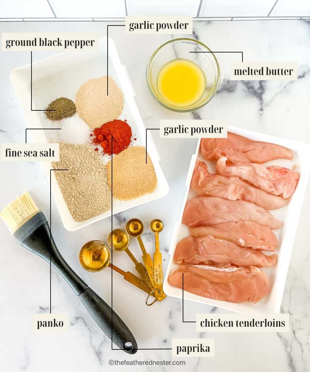 Labeled ingredients for shake and bake chicken.