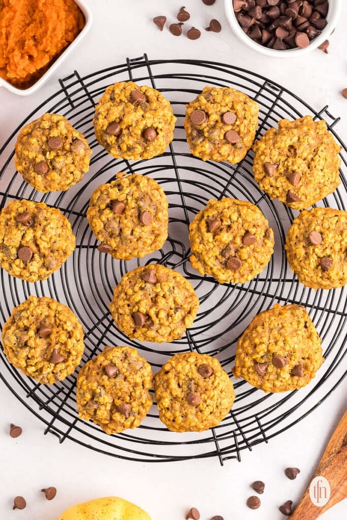 cookies cooking on a wire cooling rack.