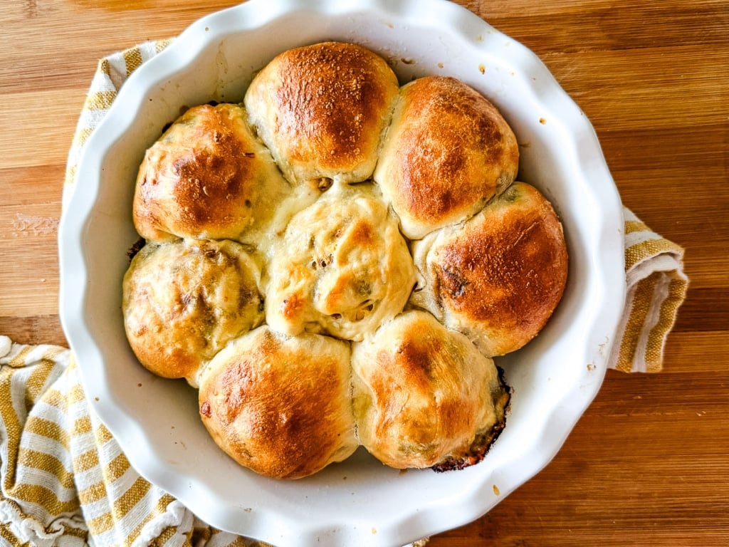 baked stuffed pull apart ready to serve.