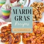 A titled graphic collage of 12 mardi gras food images.