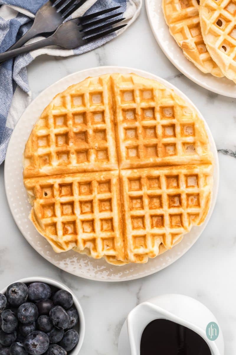 A plate of waffles.