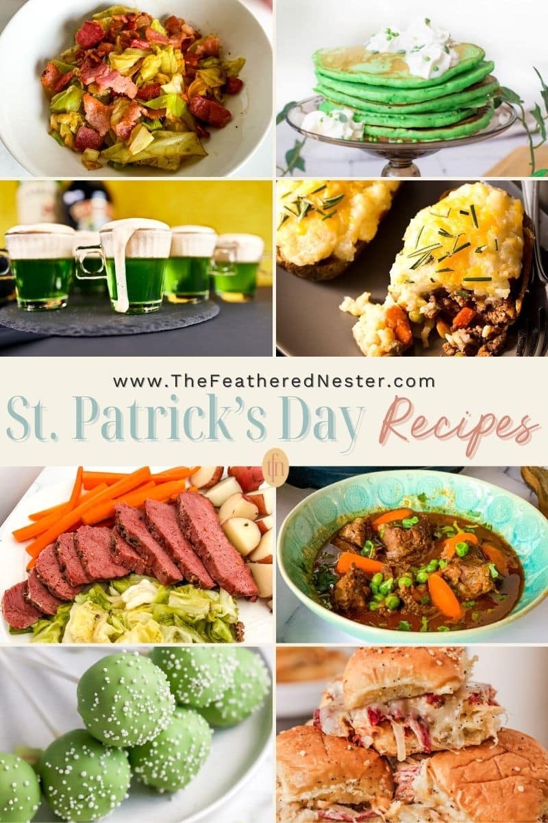 Titled graphic collage of 8 St. Patrick's Day recipes.