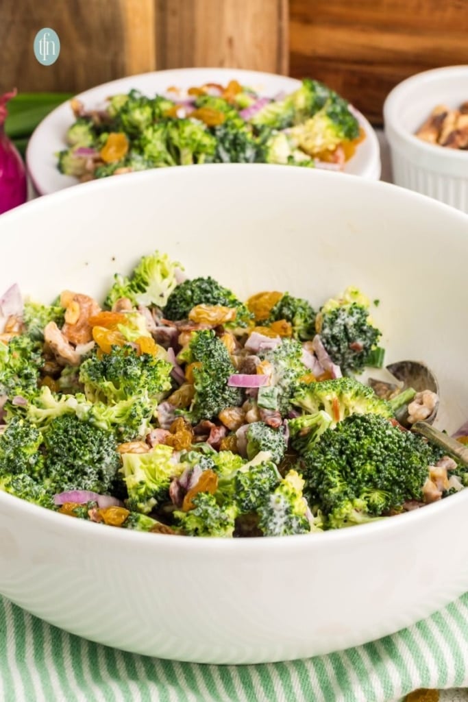 Broccoli salad in a bowl.