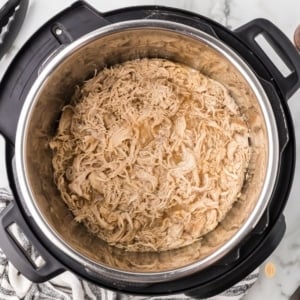 Shredded chicken in an Instant Pot.