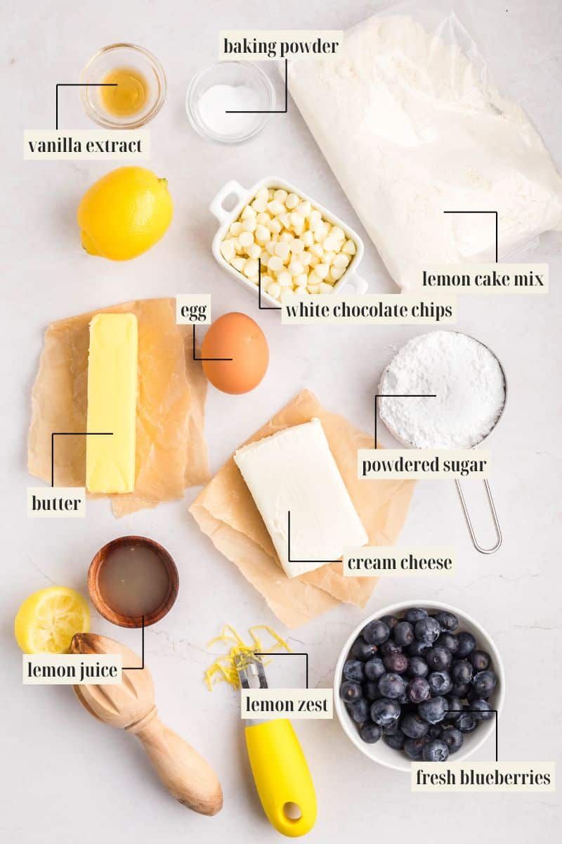 Labeled ingredient image for cake cookie recipe.