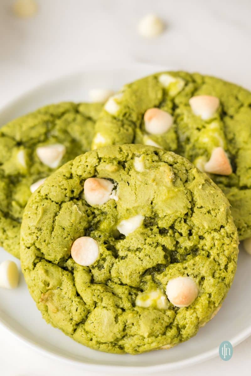 A plate of green cookies.