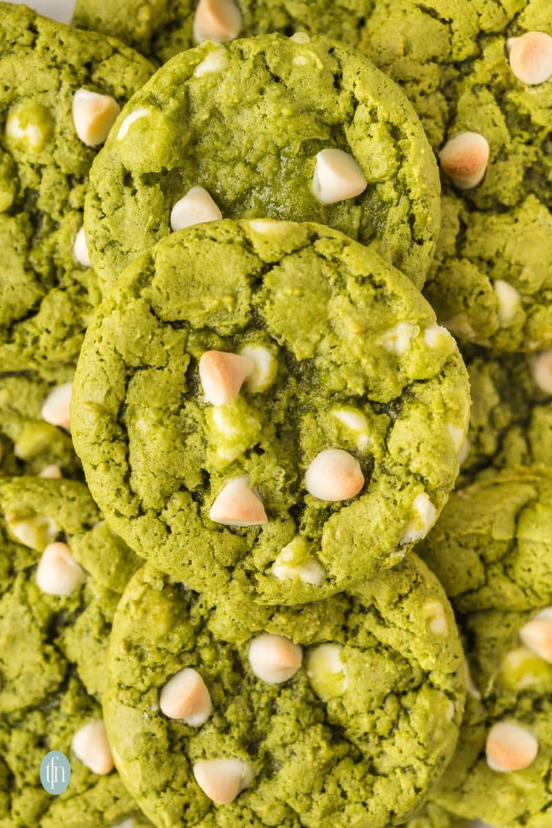 Stack of green cookies.