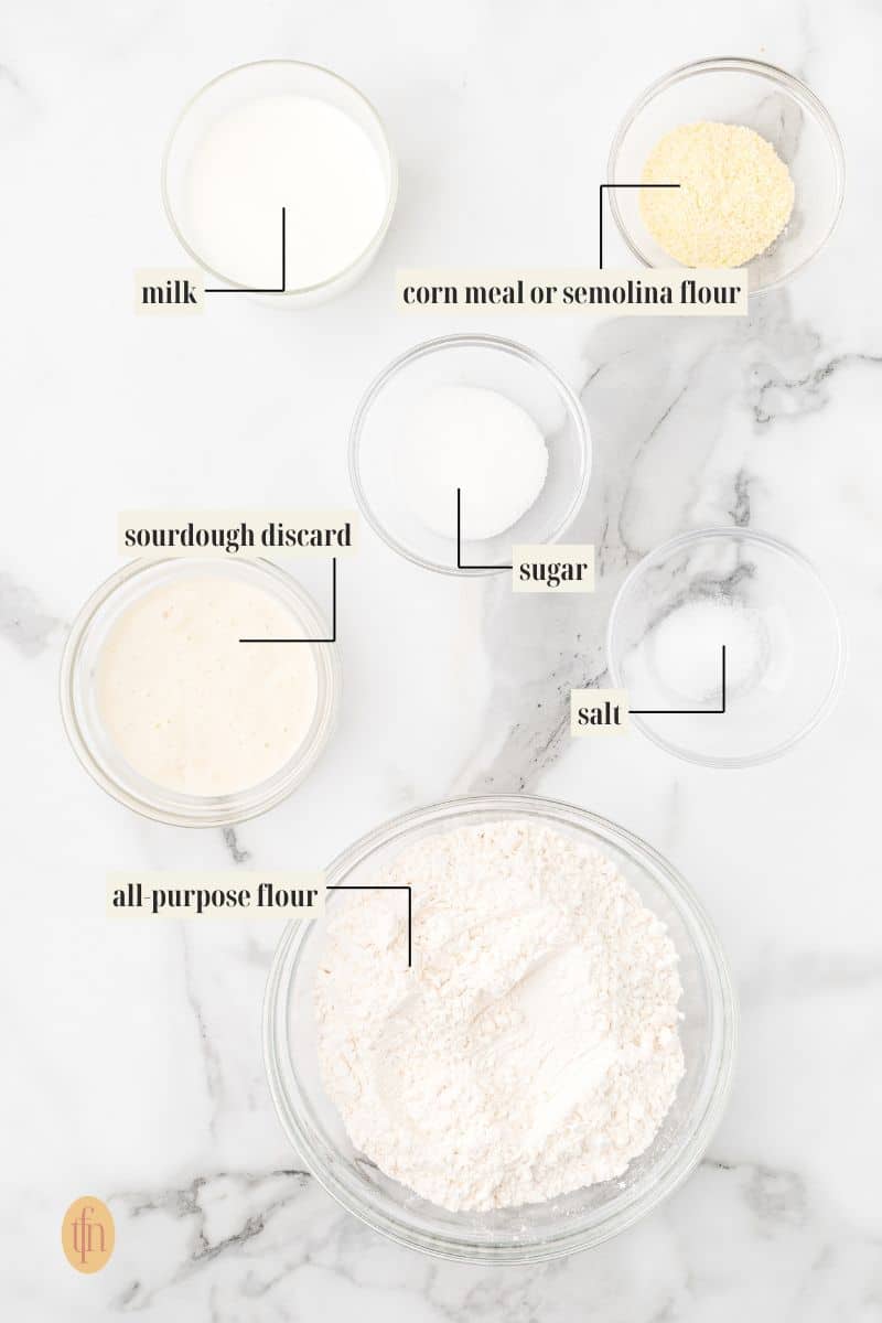 Labeled ingredient image for English muffin recipe.