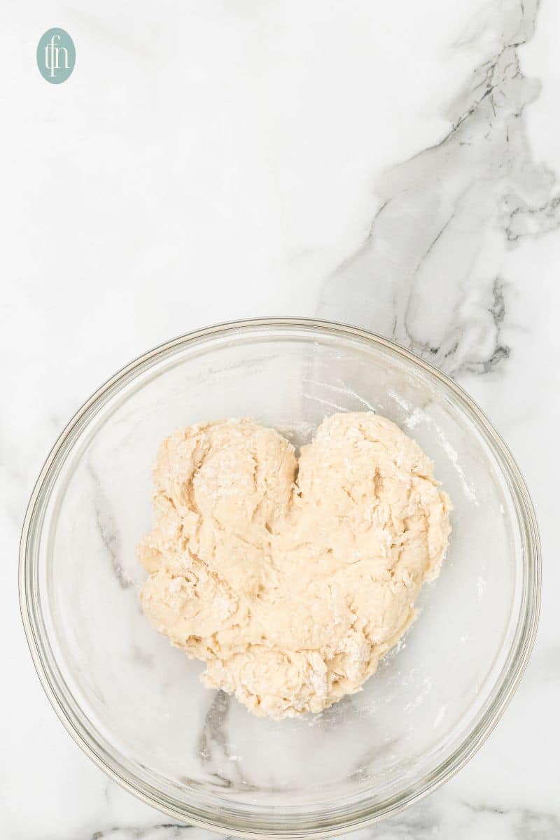 A bowl of dough.