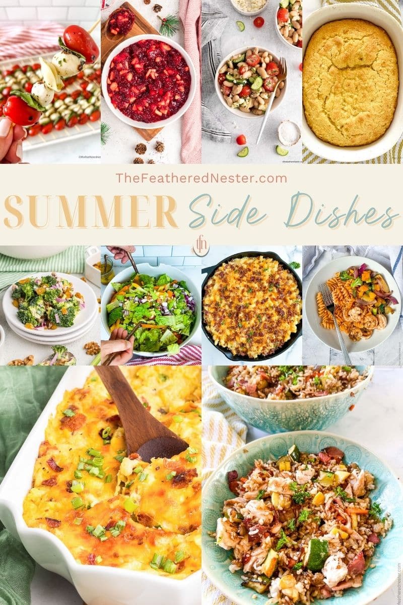 Titled graphic collage of 10 summer side dishes.