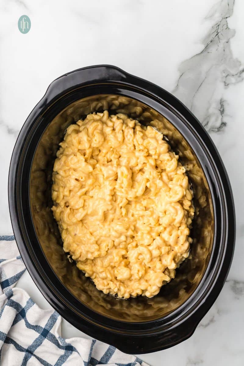 Crockpot with mac and cheese.