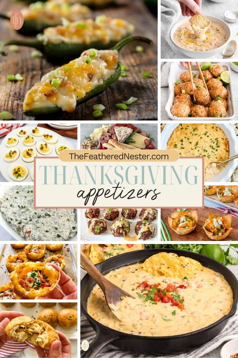 Titled graphic collage of 12 appetizer images.