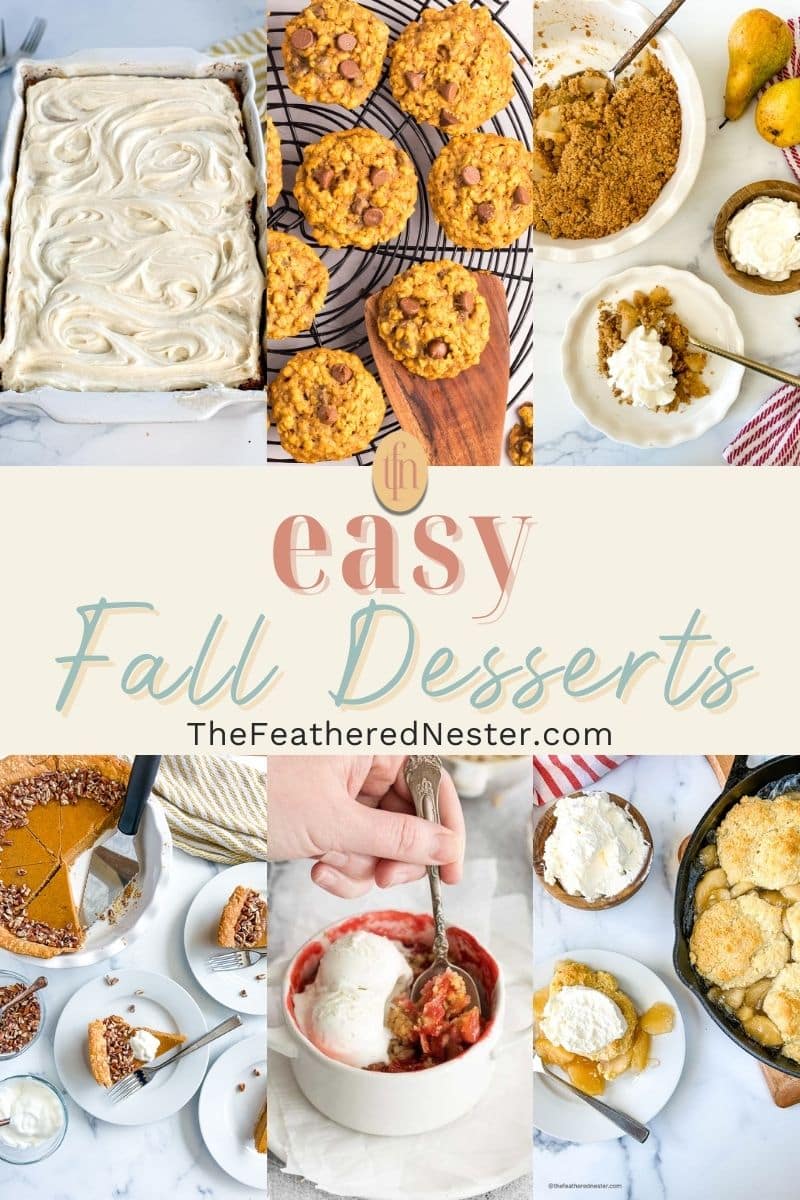 Titled graphic collage of 6 fall dessert images.