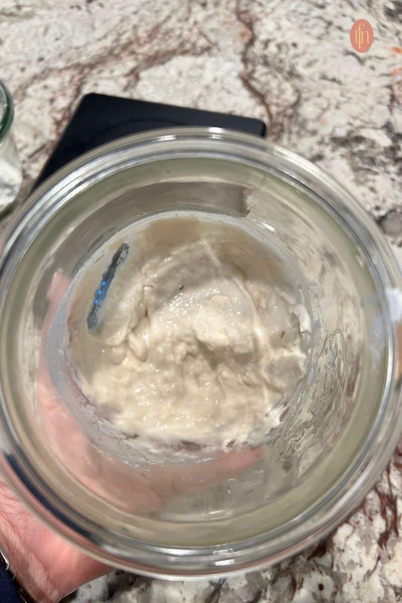 Sourdough starter in a weck jar.
