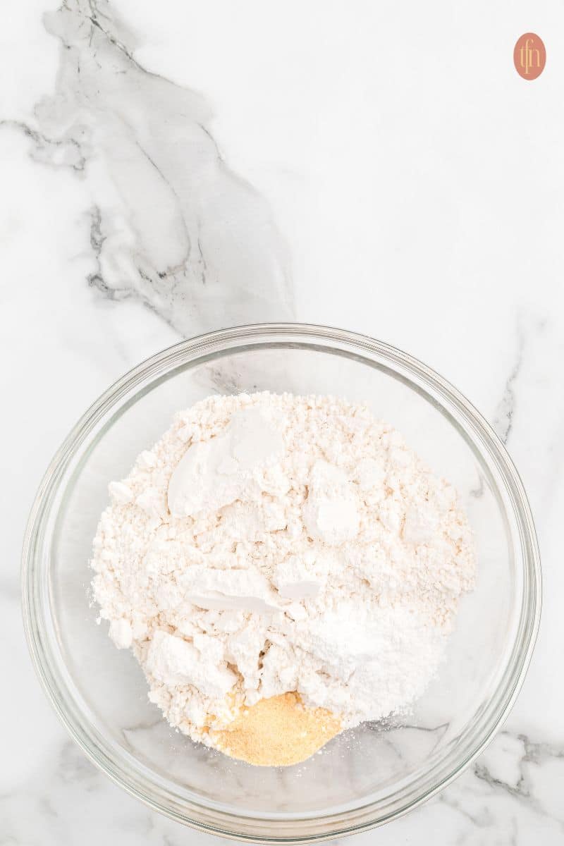 A bowl of raw ingredients.