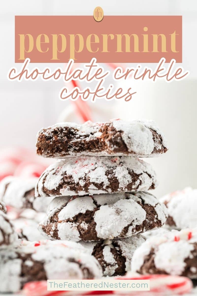 a graphic for Pinterest of Christmas crinkle cookies.
