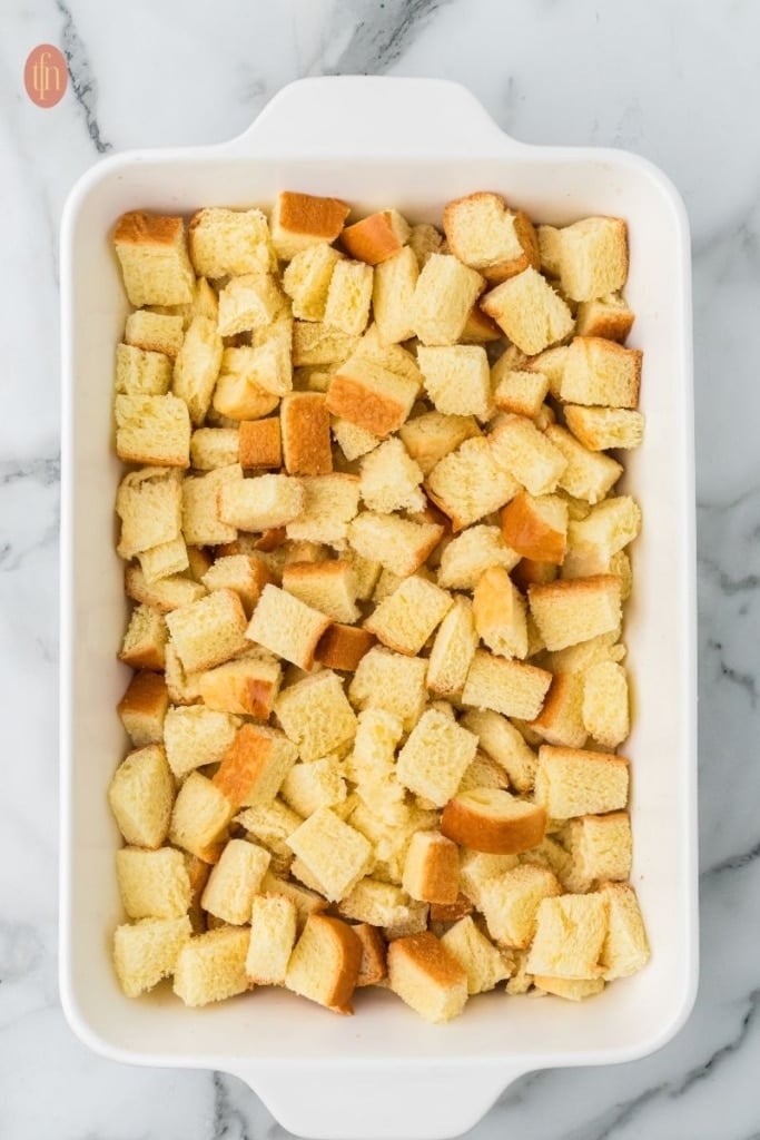 brioche bread in a casserole.