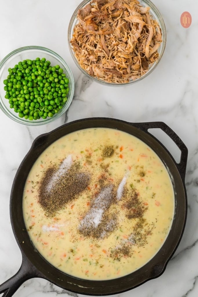 chicken pot pie with biscuit topping ingredients.