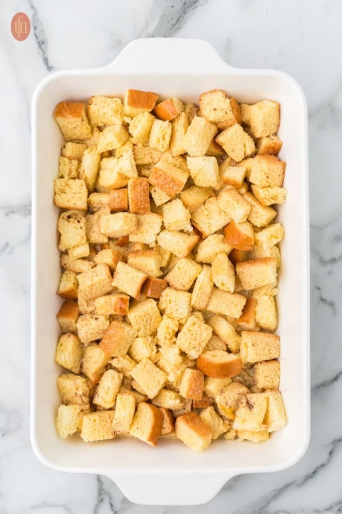 brioche bread in a casserole.