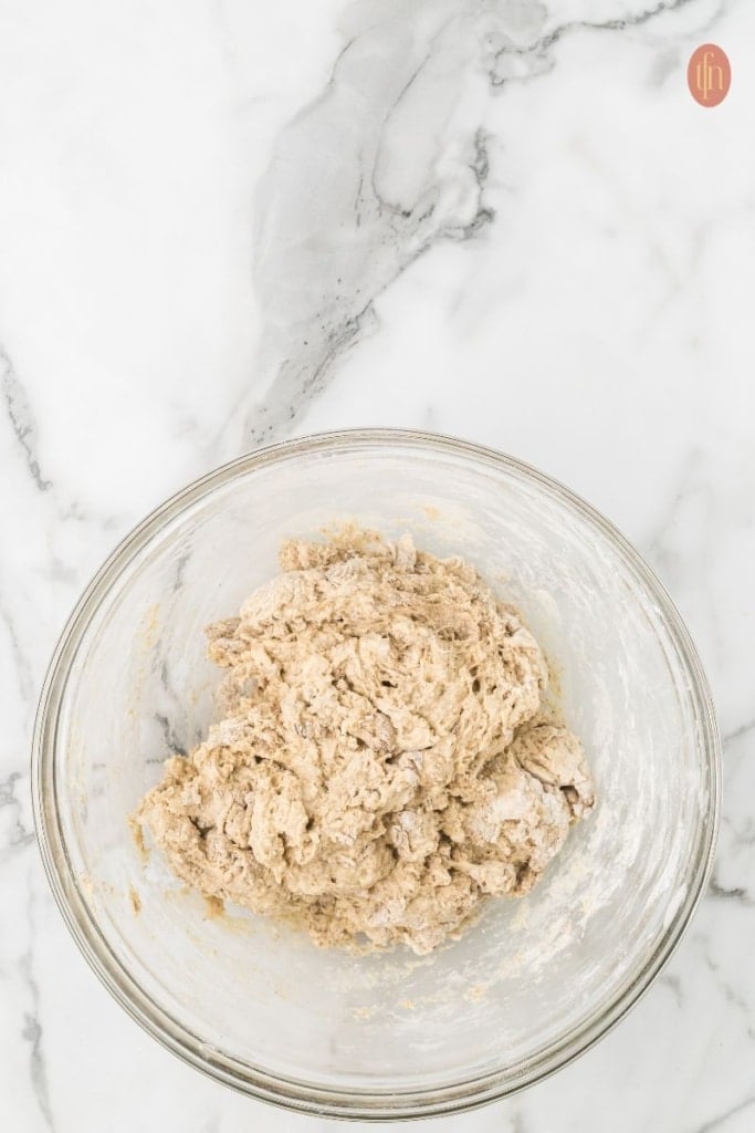 a dough in a bowl.
