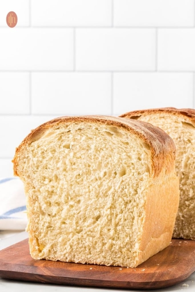 a close up shot of soft sourdough sandwich bread.