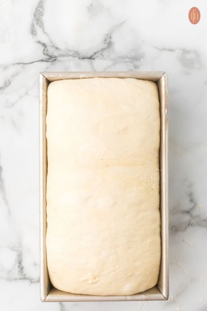 an image of a dough in a loaf pan.