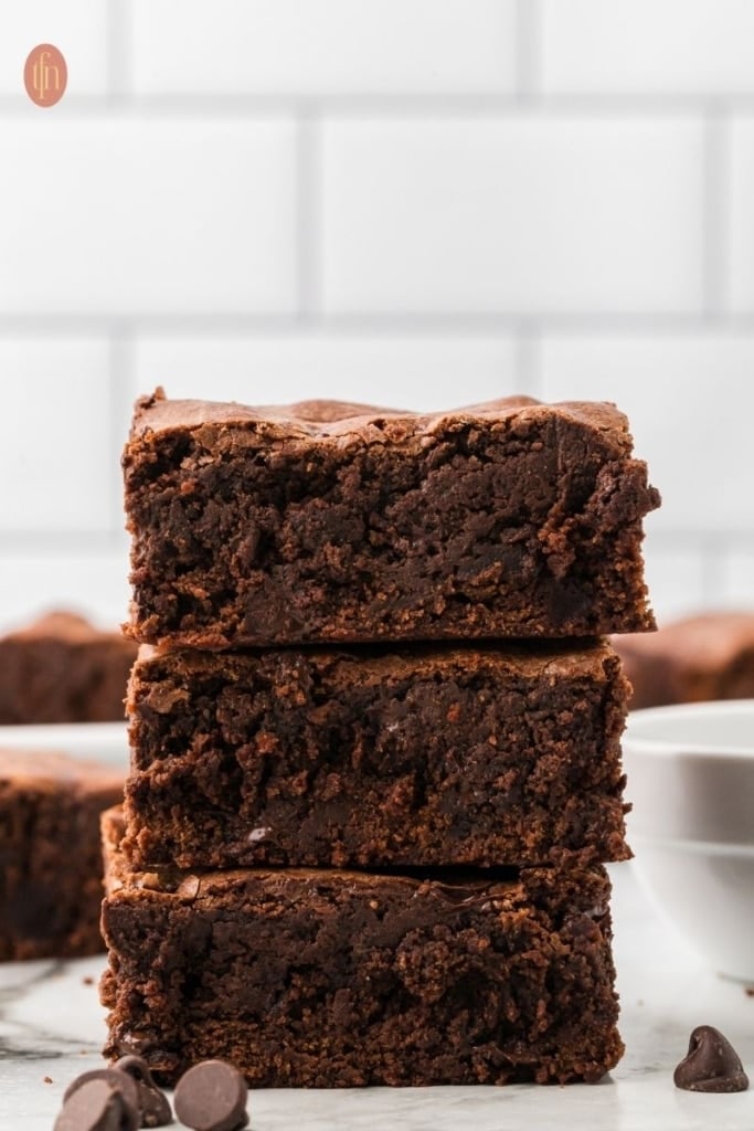 an image of homemade brownies with chocolate chips.