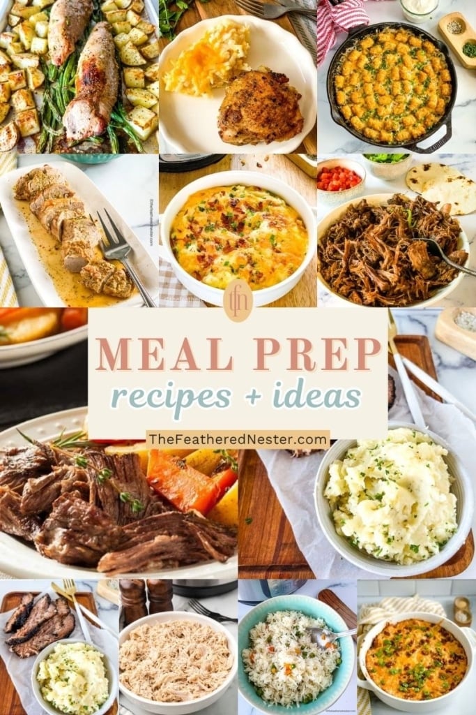 Titled graphic collage for Meal Prep recipes and ideas.