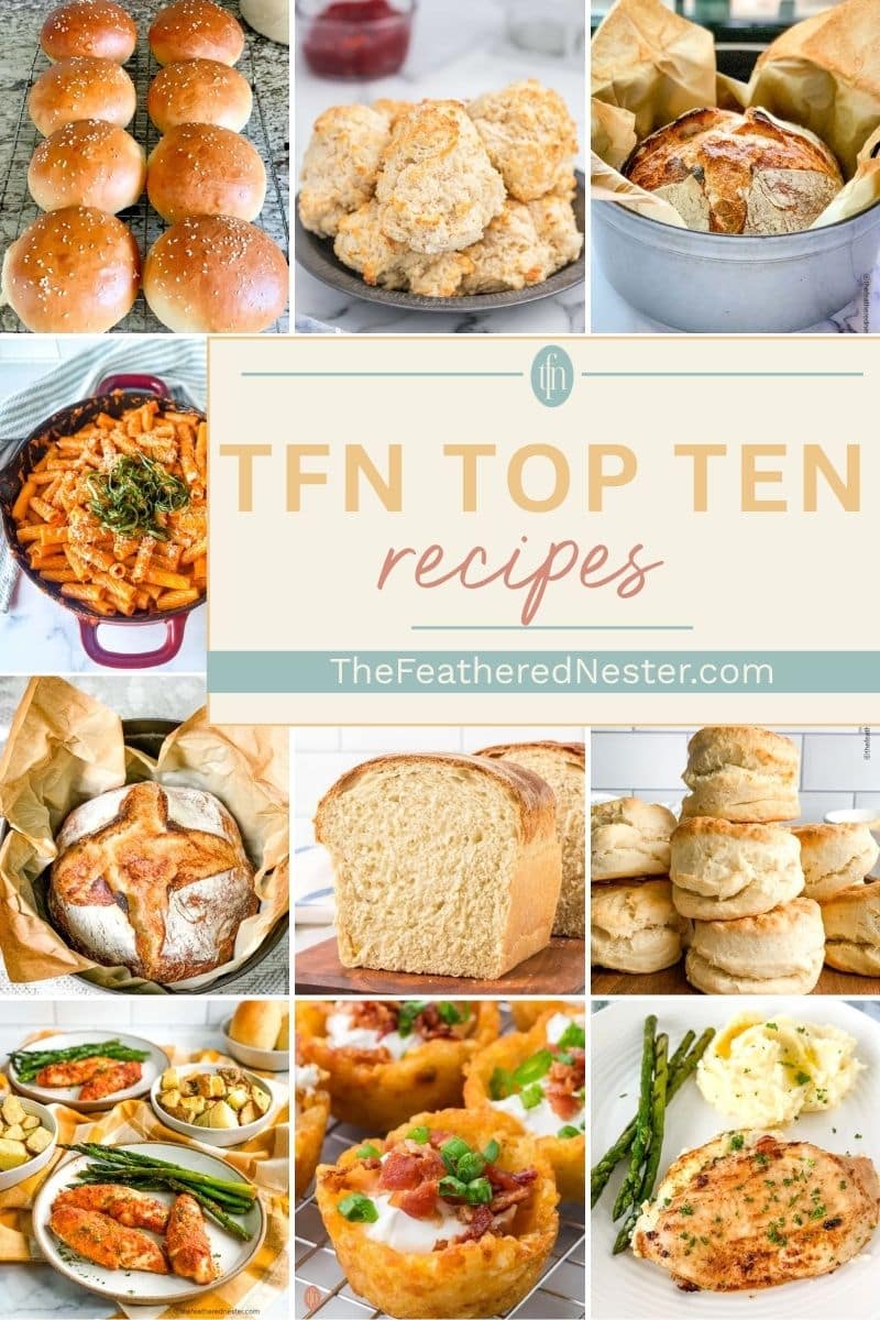 Titled graphic collage for TFN top ten recipes.