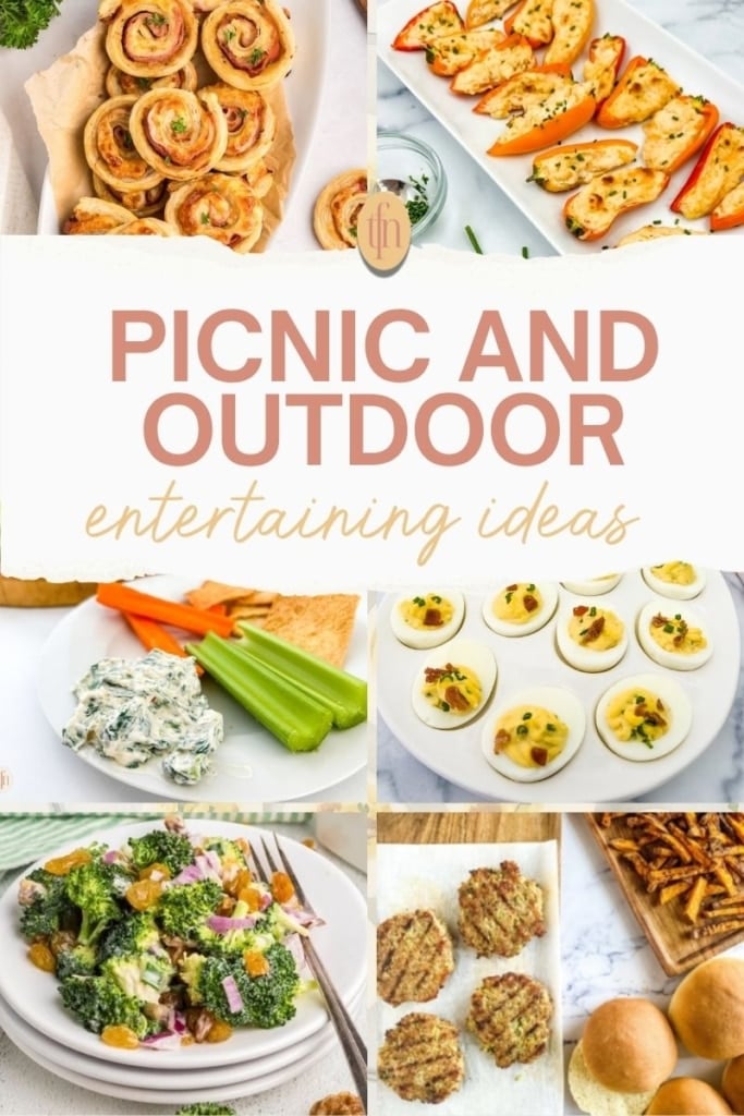 a collage of PICNIC AND OUTDOOR entertaining ideas.