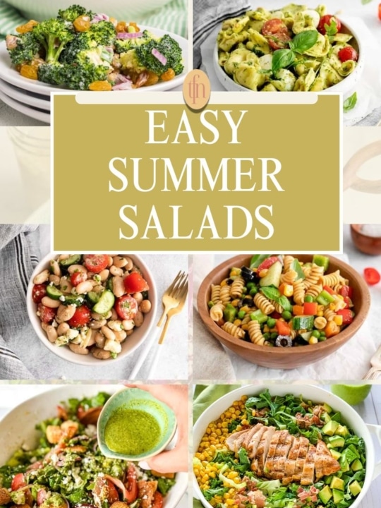 a collage of easy summer salads.