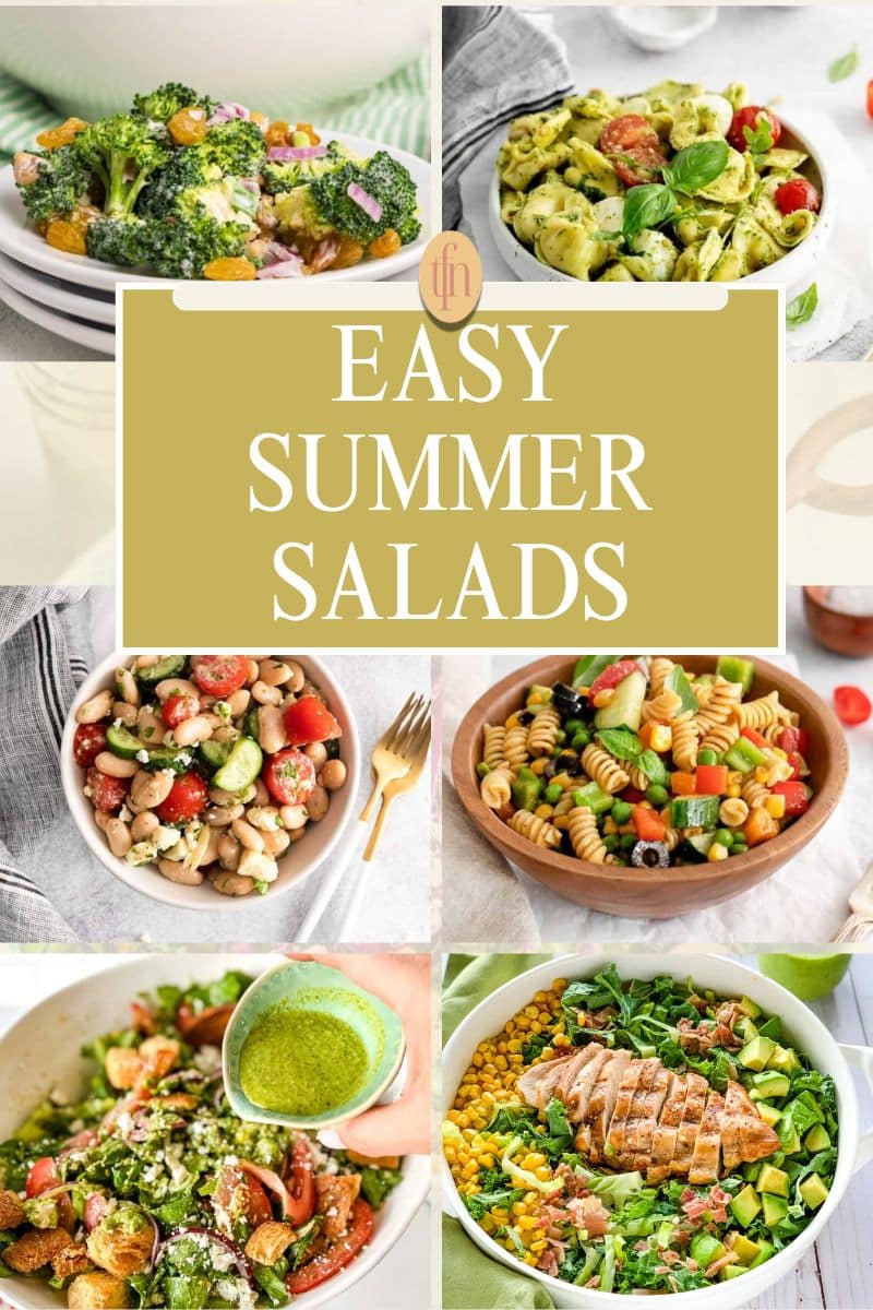 a collage of easy summer salads.