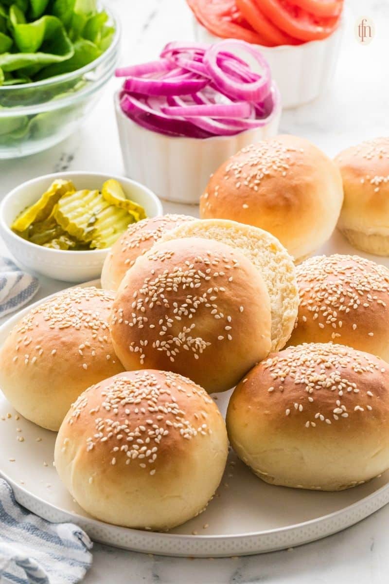 a plate of Hamburger Buns.