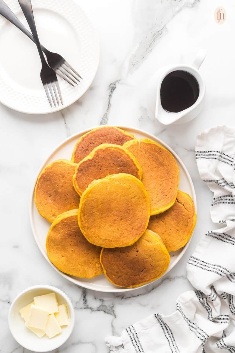 a plate of pumpkin pancakes.